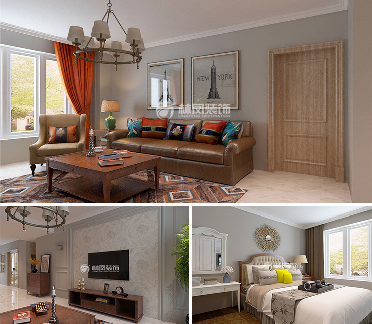 綠城全運(yùn)村130平美式風(fēng)格裝修效果圖 綠城全運(yùn)村130平美式風(fēng)格裝修效果圖