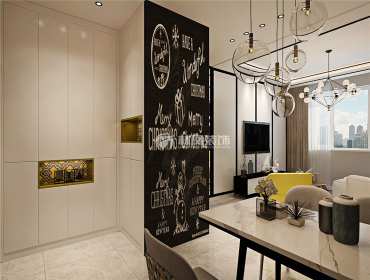 現(xiàn)代風格餐廳黑板墻設計裝修效果圖
