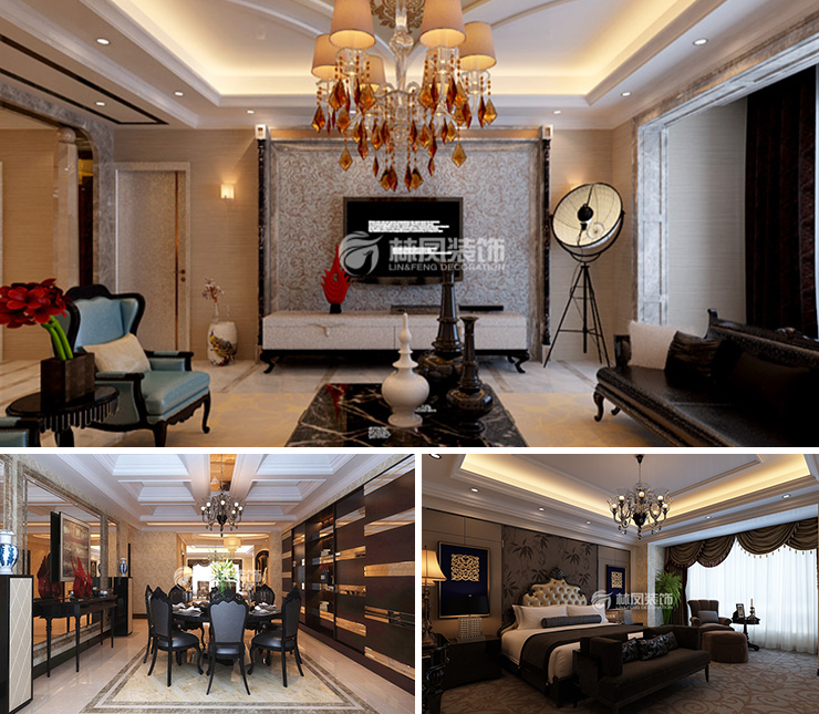 沈陽星河灣267平混搭風格裝修效果圖