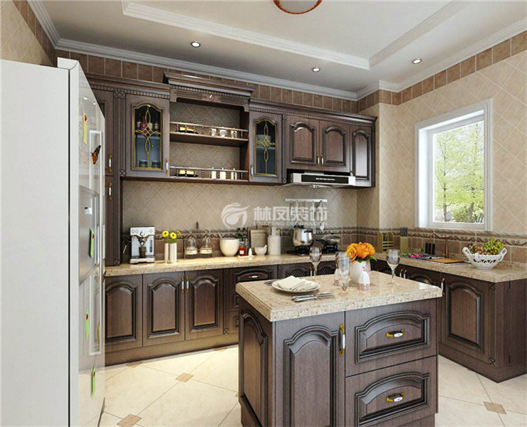 美式風格中島廚房裝修效果圖 美式風格中島廚房裝修效果圖