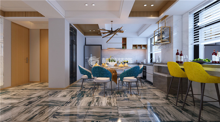 輕奢風格餐廚一體式設計裝修效果圖 輕奢風格餐廚一體式設計裝修效果圖