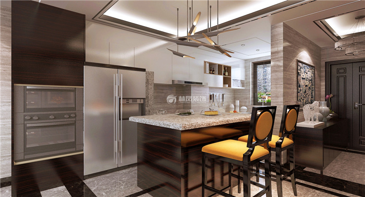 美式風格餐廚一體式設計裝修效果圖 美式風格餐廚一體式設計裝修效果圖