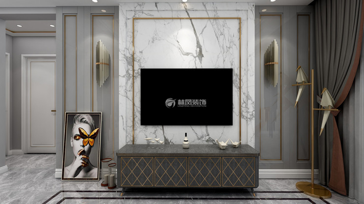 輕奢風格電視背景墻裝修效果圖 輕奢風格電視背景墻裝修效果圖